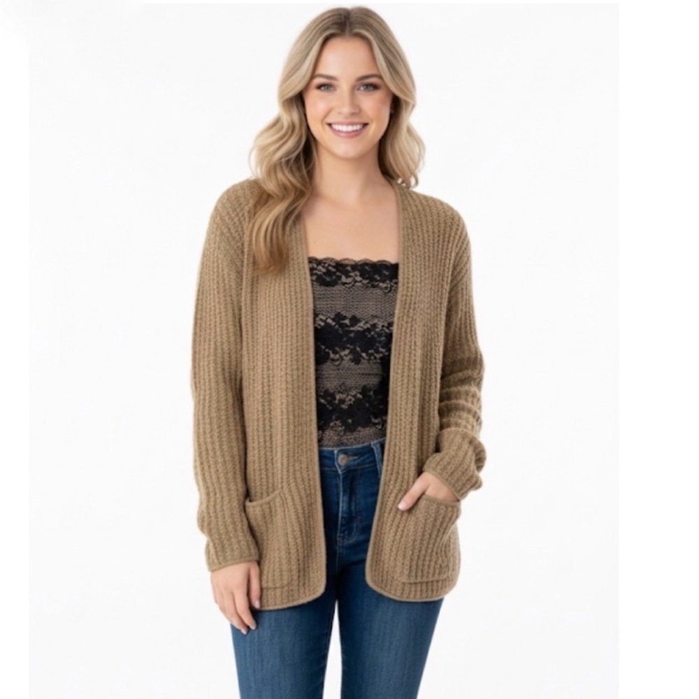 Vintage size large camel color sweater knit cardigan